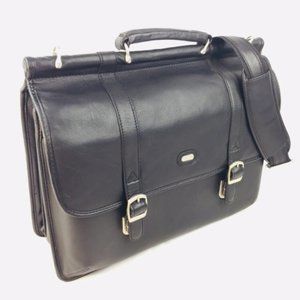 Bugatti Black Leather Messenger style Briefcase
